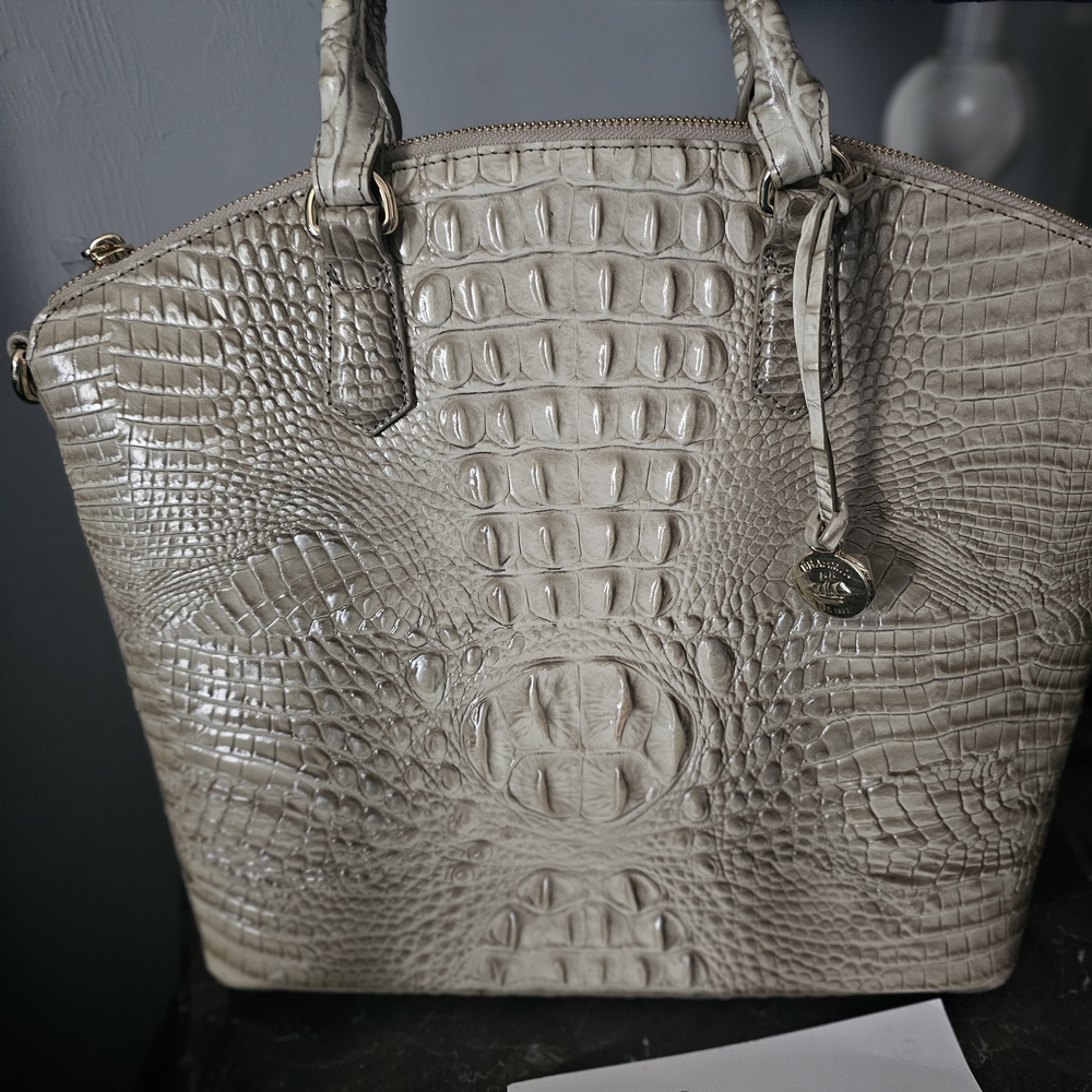 Brahmin Elegant Cream Crocodile-Embossed Women's Bag